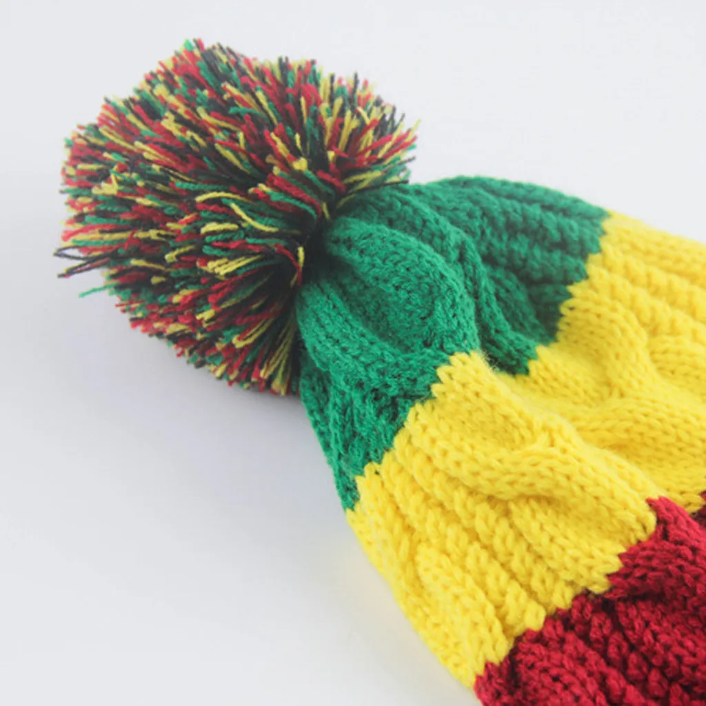 Женская Мужская зимняя шапка шапочка с помпоном бини собачка כבrainbow Rainbow Knit