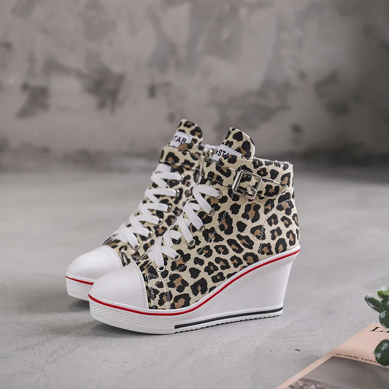 2019 Women Sneakers Wedge Lace Up Women Vulcanized Shoes Autumn Increasing Shoes Ladies Sneakers