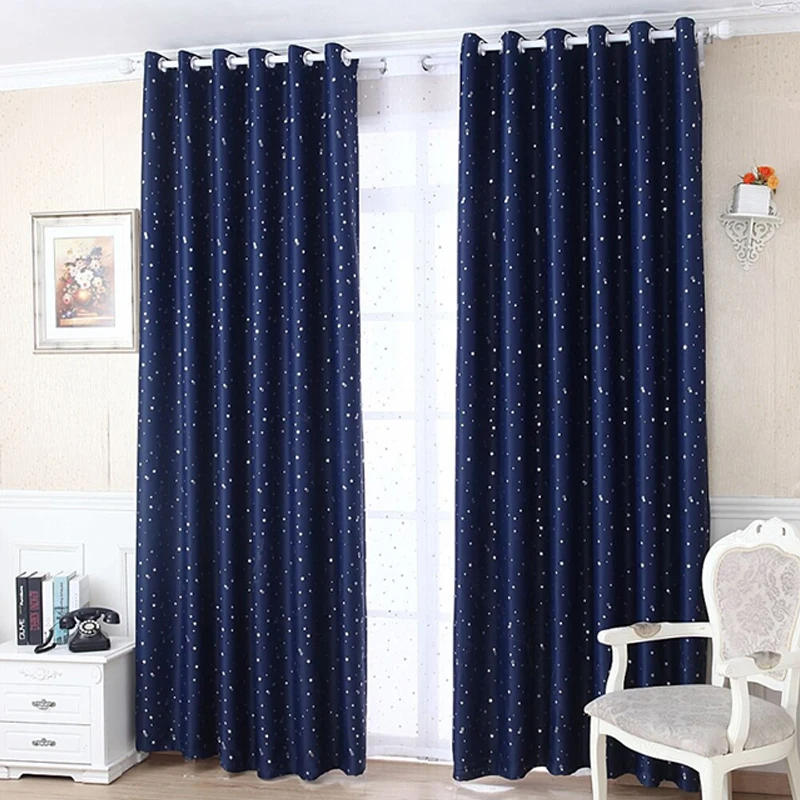

Modern Window Curtains For Living Room Bedroom Finished Hanging Blackout Solid Star Print Children Curtain 1 Panel For Kitchen