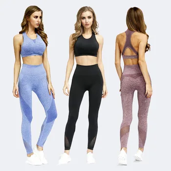 

2 Piece Seamless Workout Set Hollow Out Sport Leggings+Sports Bra Yoga Set Outfit For Women Sportswear Athletic Clothes Gym Sets