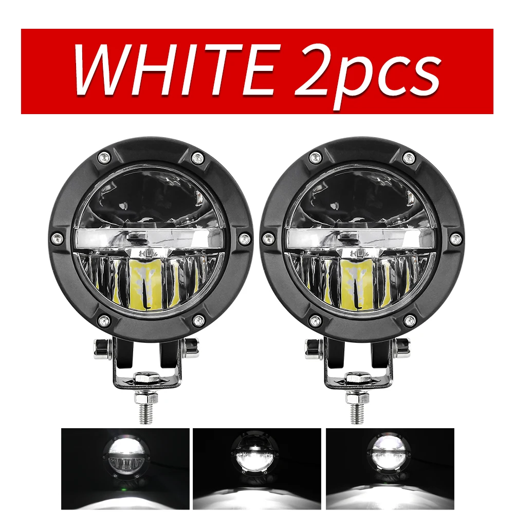 ワークライト 作業灯 クリップ式 ブラケット 板厚MAX6mm対応 360度 角度調整 LEDライトバー フォグランプ 補助灯 V-35 フォグランプ4個セット フロントバー　ランプバー　ブルバー　LEDライト　作業灯