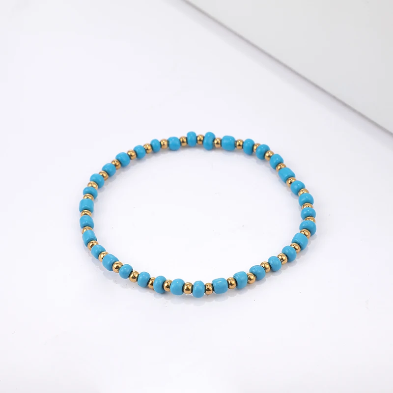 Docona Boho СИНИЙ ножной браслет с бусинами для женщин Девушка бусины Регулируемый ножной браслет цепи вечерние ювелирные изделия подарок 8716