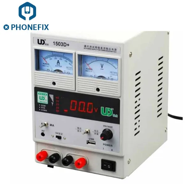 1503D+ 3A 15V Регулируемый источник питания постоянного тока цифровой светодиодный дисплей постоянного тока блок питания для iPhone samsung ремонт мобильного телефона тест