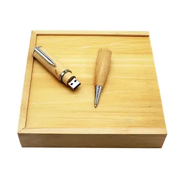 

Natural Maple Wood Pen Shape USB 2.0 High Speed Flash Drives Memory Stick Pen U Disk Pendrive With Photo Storage Box