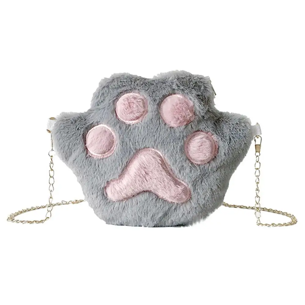 

2019 Cartoon Plush Bag Cute Fresh Cat Claw Soft Sister Chain Shoulder Messenger Bag Student Change Mobile Phone Bag