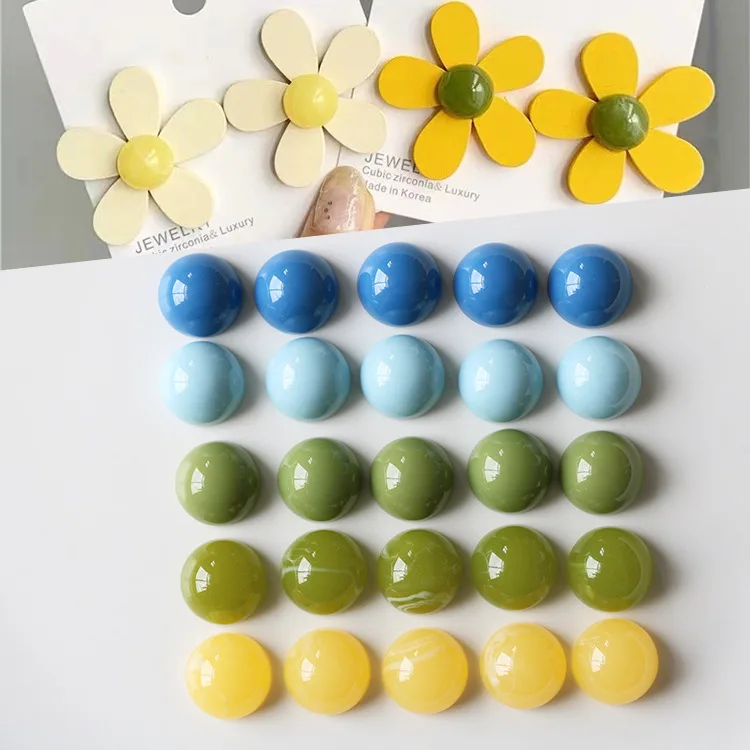 

20PCS 14mm Fashion Style Half Round Resin Earrings Connectors Charm Accessories DIY Jewelry Making