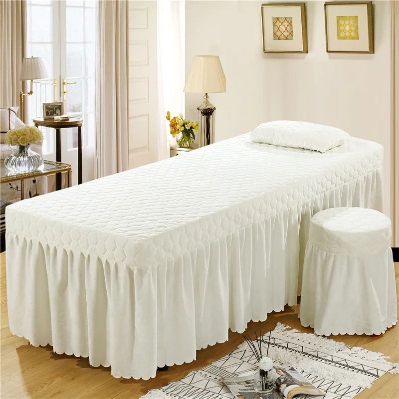 1PC Soft Beauty Salon Bed Skirt Crystal Velvet Solid Color Bed Spread for Hairdresser Esthetic Salon 80*190cm Custom size#a