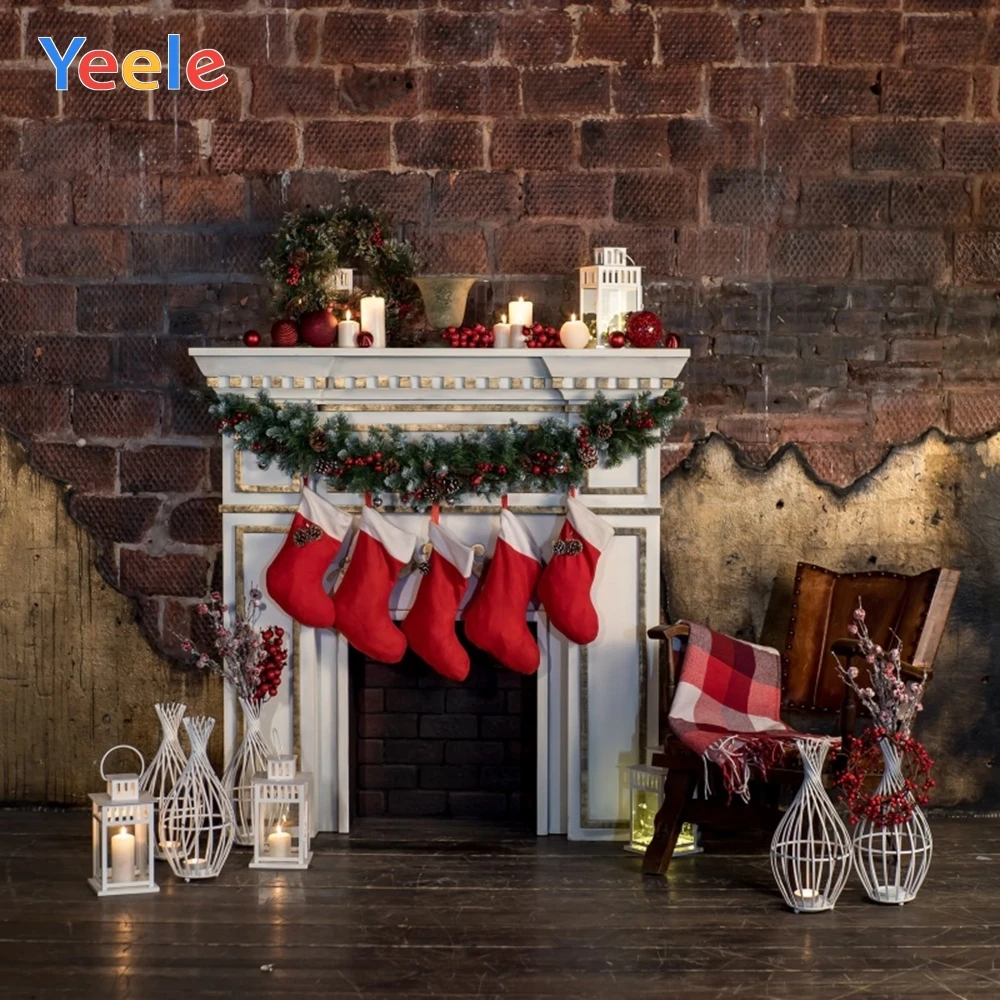 

Christmas Backdrop Vintage Room Fireplace Baby Portrait Vinyl Photography Backdrops Photographic Background Photophone Photocall