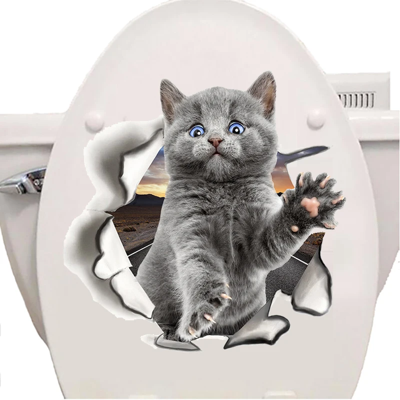 Toilet Stickers Wall-Decal Bathroom-Decoration Animal Pvc Vinyl Waterproof Fashion Lovely