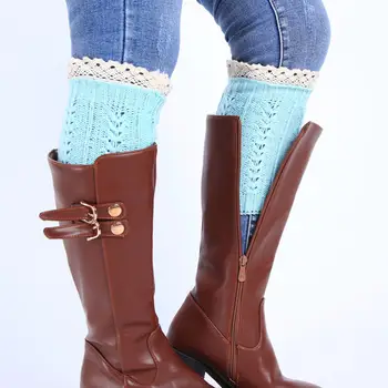 

Womens Winter and Fall Comfort Short Lace Decoration Crochet Leg Warmers Knitted Boot Cuffs Socks Boot Toppers Gaiters