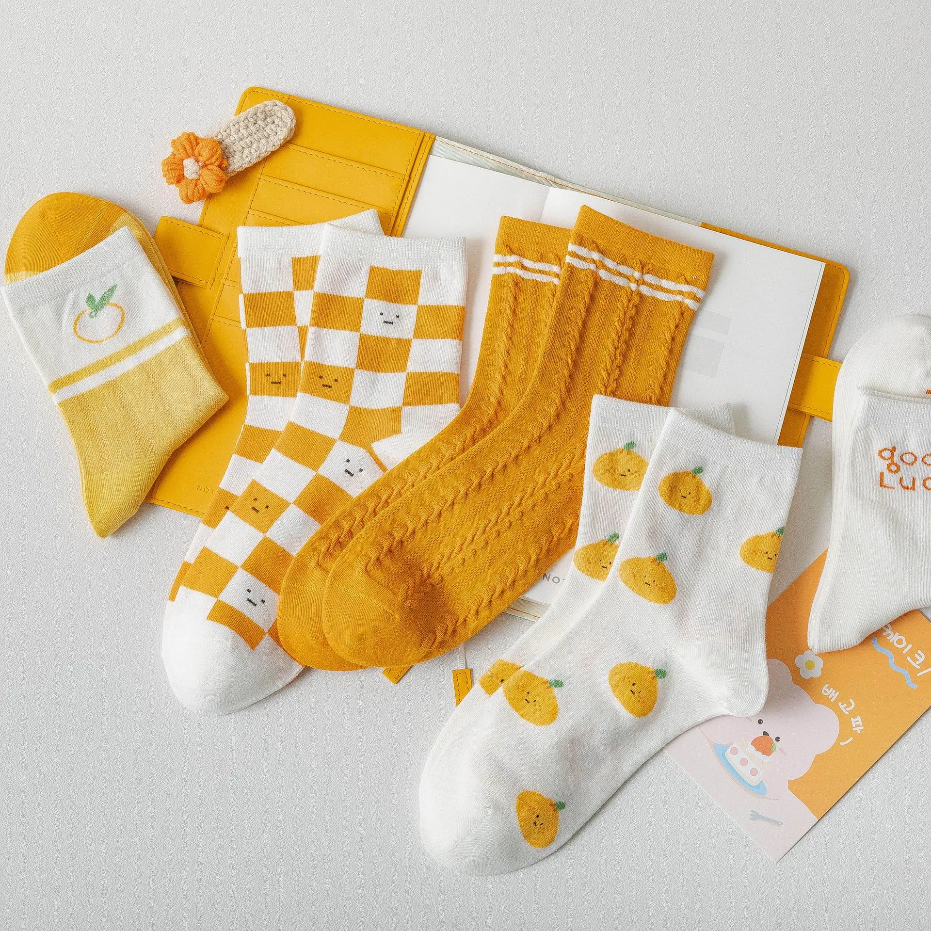 Spring and summer socks female fashion  tide Korea Dongdaemun fruit socks in tube socks cotton socks personality student socks