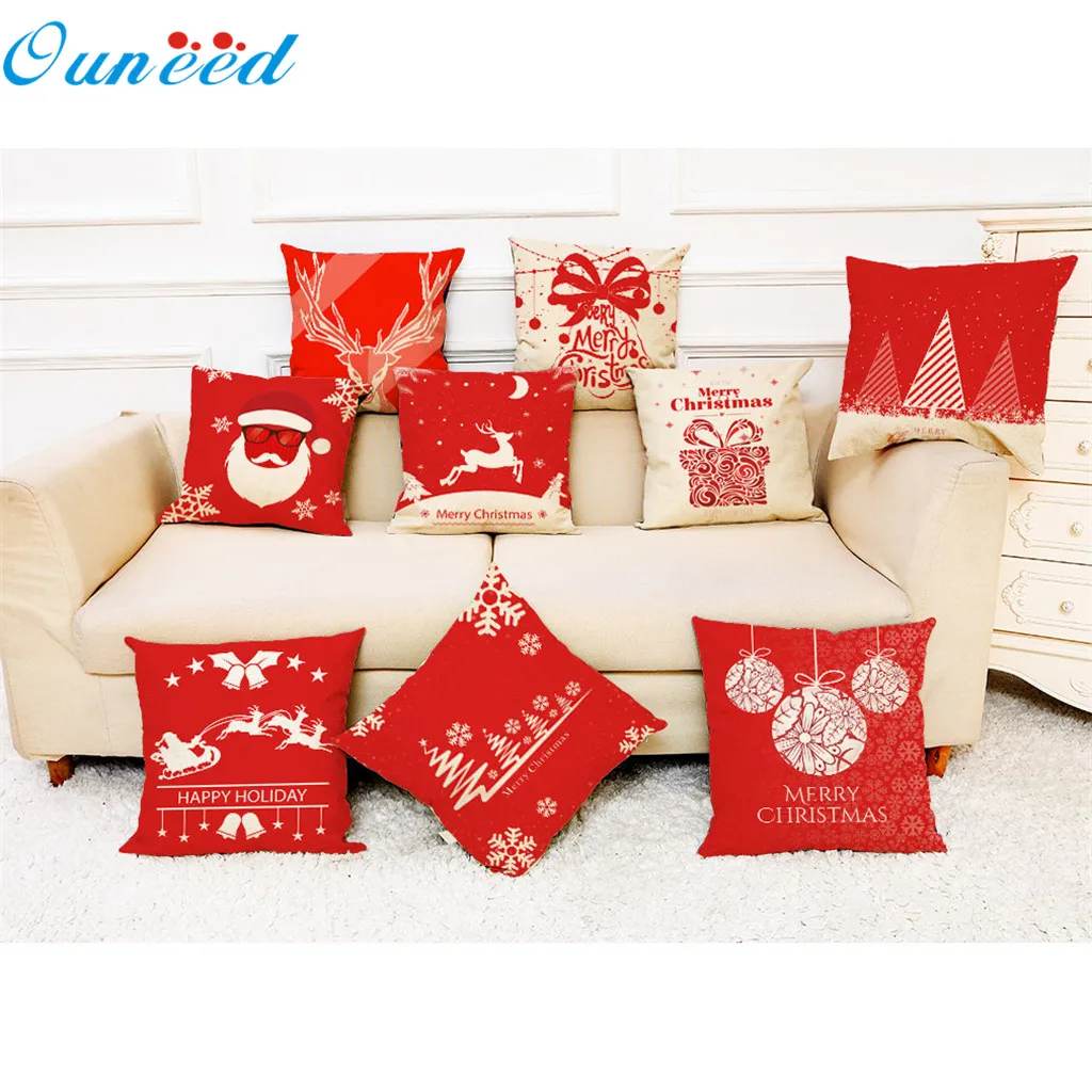 Ouneed Cushion Cover Creative Christmas cute prints Pillow Case Festive party Sofa Home Decors animeative cojines almofadas 2020 | Дом и сад