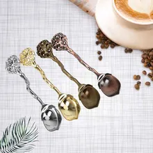 Royal Style Flatware Table Decoration Alloy Vintage Carved Small Coffee Spoon Dessert Spoon Creative
