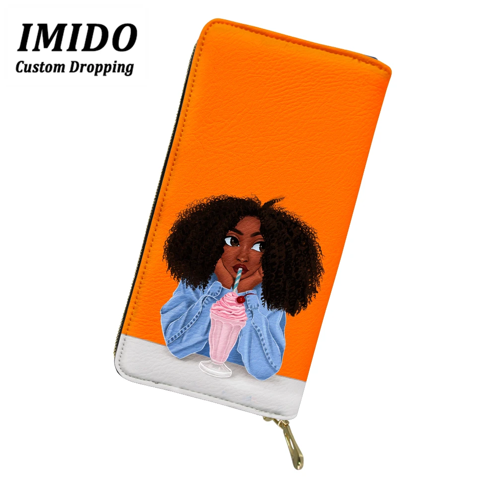 IMIDO, модный кошелек, Черная Королева, африканская девушка, узор, многофункциональные кошельки на молнии, Женский кошелек, сумка для мобильного телефона, кошелек, Carteras - Цвет: wll5082