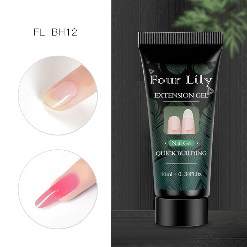 BS08534 Four Lily 10 мл полигель для ногтей акриловый УФ-гель розовый белый металл с прозрачными кристаллами УФ светодиодный гель для ногтей - Цвет: BS08534