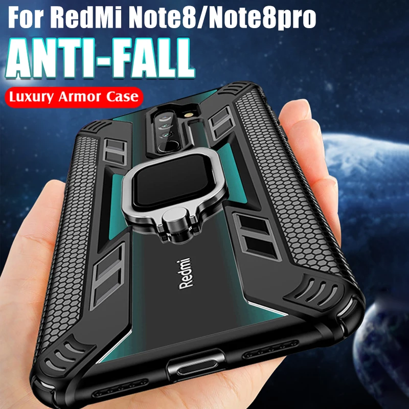 

Luxury Armor Soft Silicone Metal Ring Holder Case For Xiaomi Redmi Note 8T 7 8 Pro K20 Pro Shockproof Bumper Back Case Cover