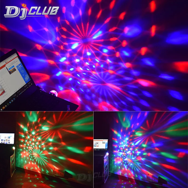 USB вечерние светильник s мини диско шар, светодиодный маленький магический шар Звуковое управление DJ сценический светильник красочный стробоскоп RGB лампа для Рождества