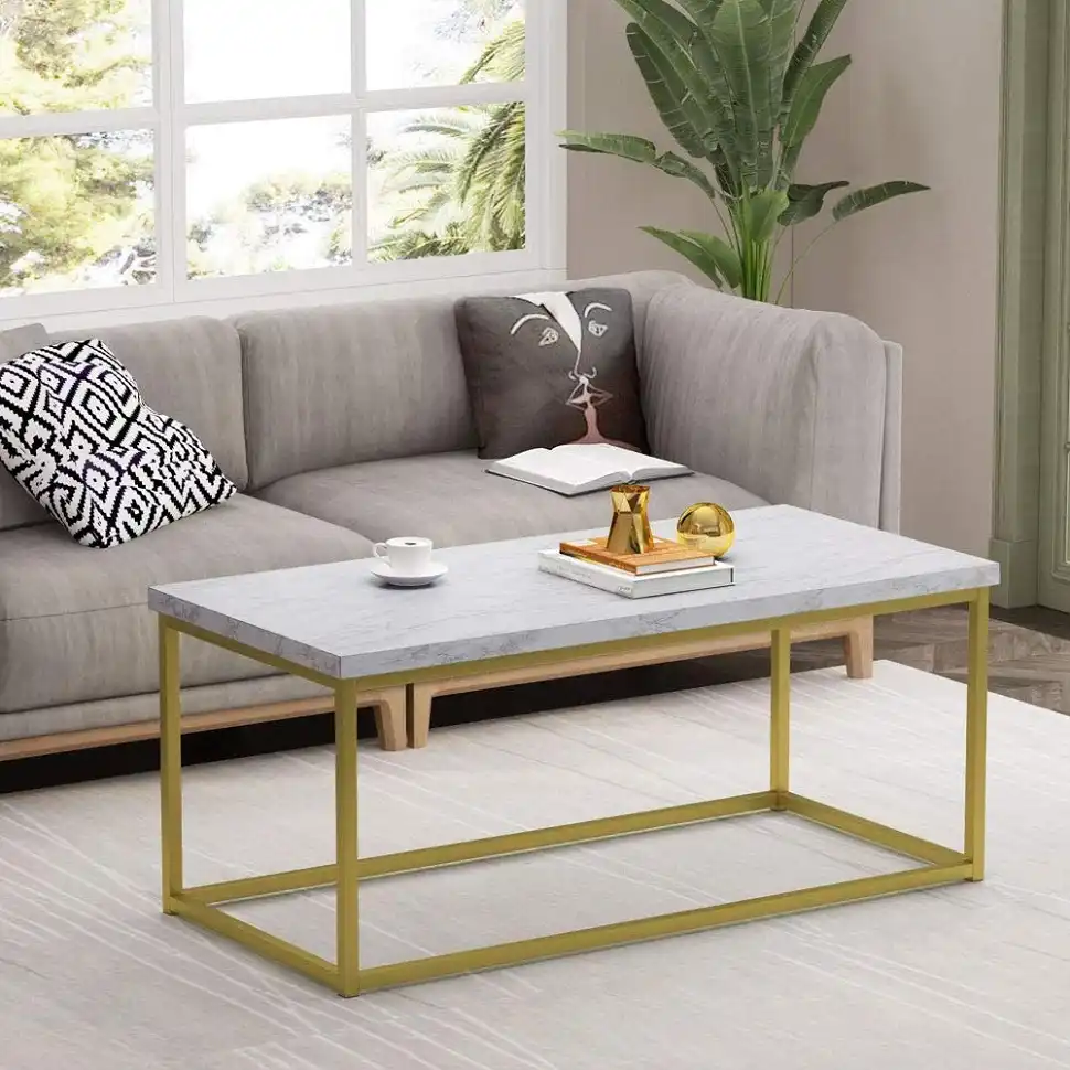 Tribesigns Faux Marble Coffee Table With Metal Frame Gold Color For Home Office Coffee Table Tea Table For Living Room Aliexpress