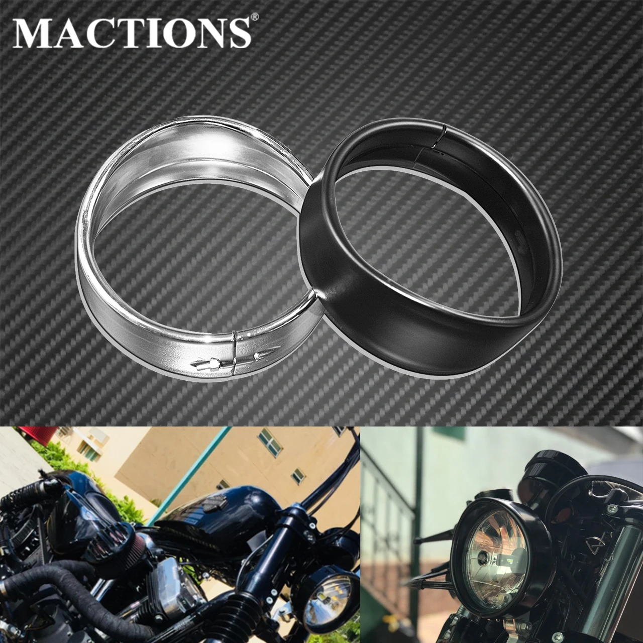 Кольцо для фары мотоцикла 5 75 дюйма черное/хромированное Harley Sportster XL 1200 883 Softail FXLR