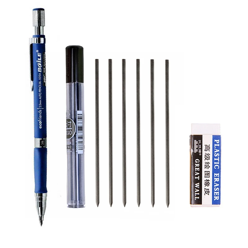8Pcs/set Cute Mechanical Pencil 2.0mm 2B Drawing Writing Activity Pencil with Refill Rod Eraser