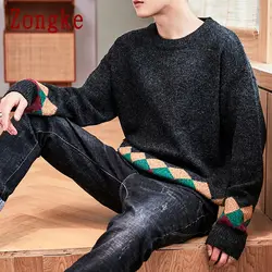 Zongke геометрический зимний свитер, Мужское пальто, пуловер и свитер для мужчин, зимние мужские свитера на осень 2019, новая мужская одежда XXXL