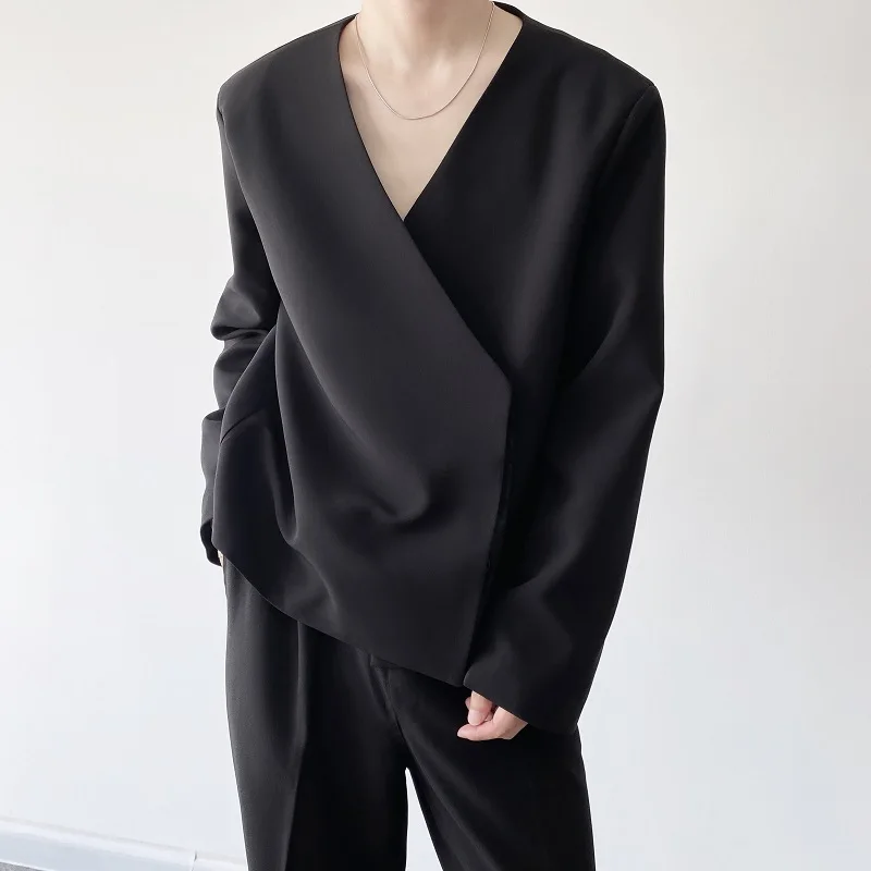 

Men's spring and Autumn new personality collarless simple fashion fashion joker short suit coat