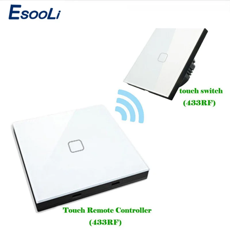 Esooli 433 МГц беспроводной дистанционный настенный светильник сенсорный выключатель стандарт ЕС 1 банда 2 способ беспроводной накопитель дистанционный сенсорный переключатель