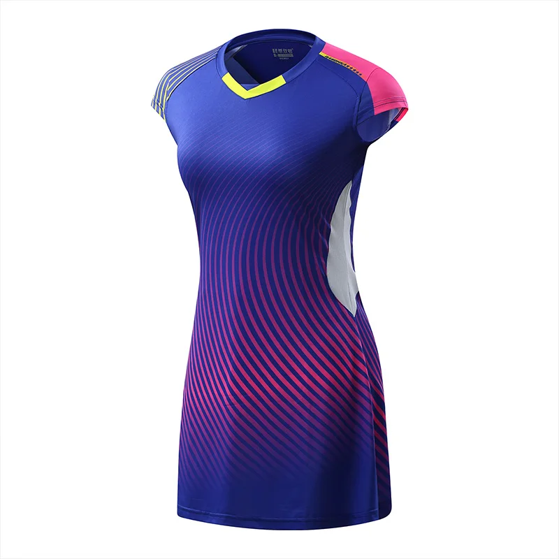 Women's Badminton Dress Short Sleeve Quick Dry Tennis Clothes Sports Women Dress Badminton Workout Clothing with Safety Shorts