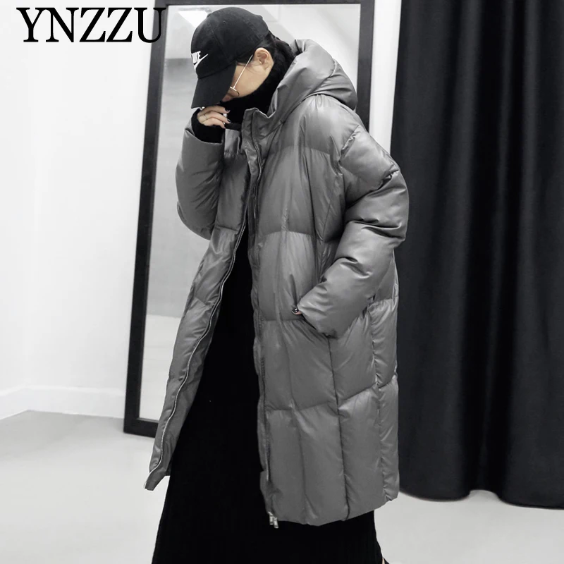 

2019 Winter Hooded Women parkas Gray Loose Oversized Thick warm jacket Long sleeve Casual Chic Cotton Coat Elegant YNZZU 9O083