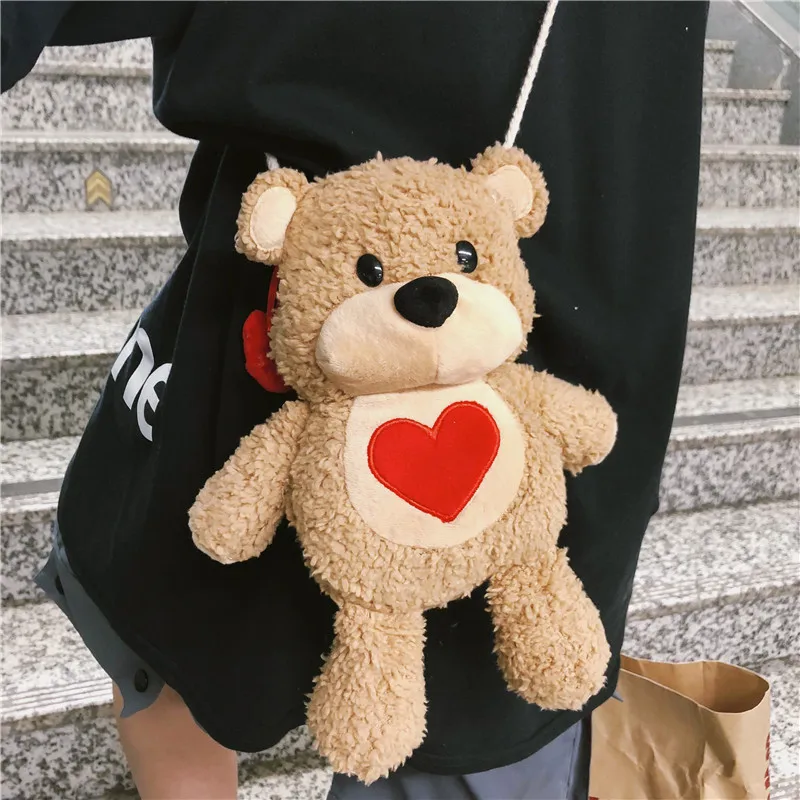 

Plush Bag Women's 2019 New Style Fashion Korean-style Versatile Cute Adorable Plush Small Toy Bear Bag Shoulder Mobile Phone Bag