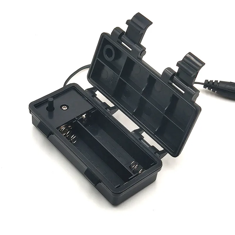 500 개/몫 2x1.5V AA 배터리 홀더 보관 상자 ON OFF 방수 방진 3V 배터리 케이스 쉘 DC5.5 * 2.1mm 플러그