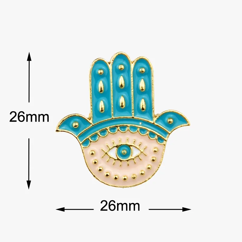 

100PC Eye Hamsa Hand Enamel Pin Evil Eye Fatima Hand Brooch Lapel Pin For Gift Wholesale