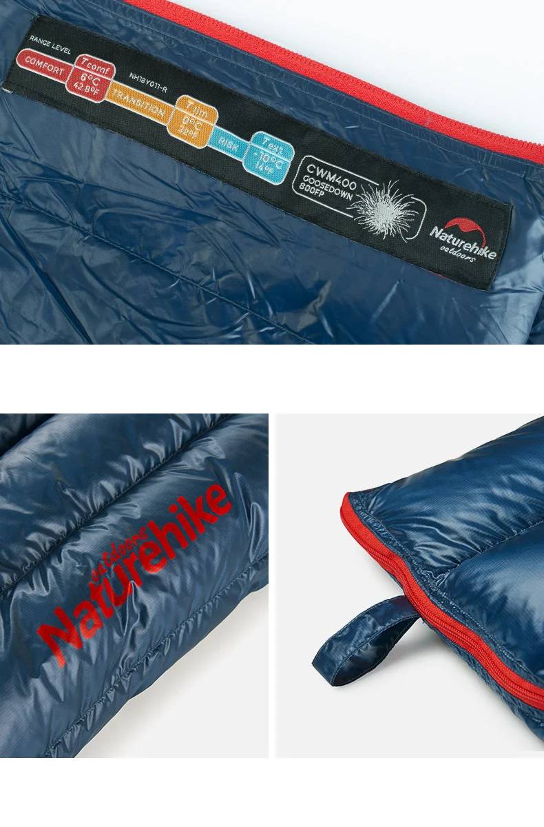 Naturehike CW280 Sleeping Bag Winter Waterproof Goose Down Sleeping Bag Ultralight CWM400 Hiking Camping Sleeping Bag