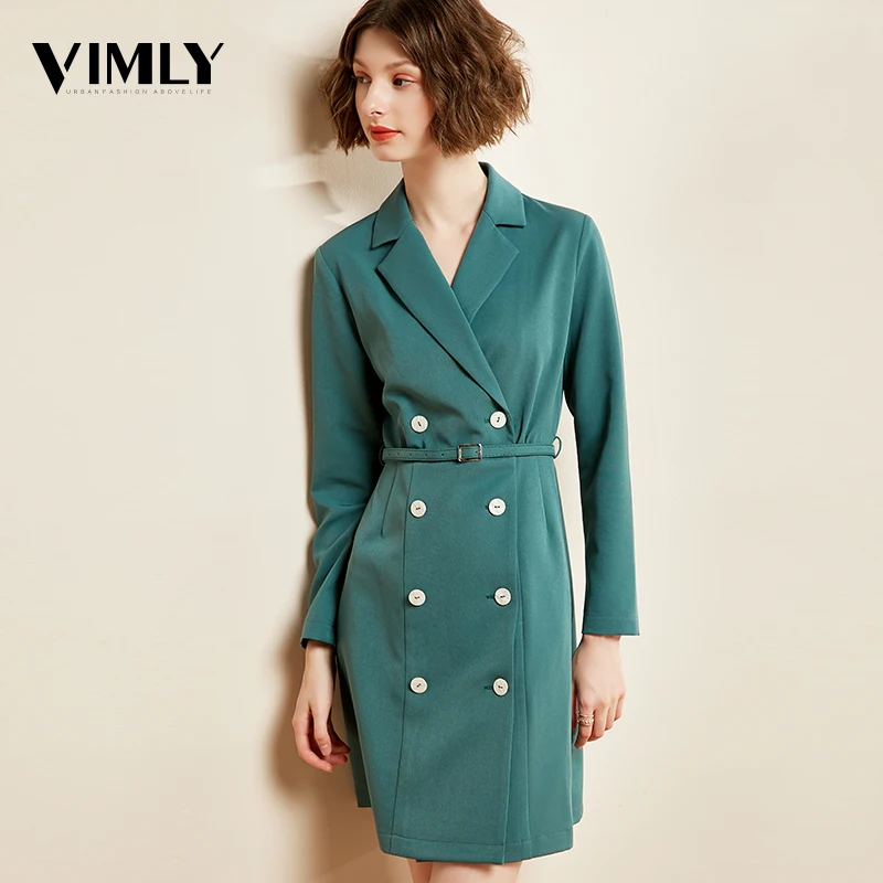

Vimly Women Elegant Fashion Office Lady Dress Femlae Work Wear Stylish Party Dresses Chic Button Mini A Line Dress