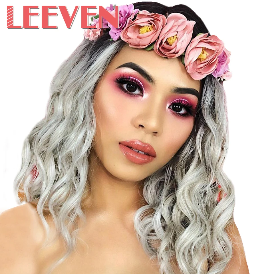 Leeven 12inch Synthetic Short Natural Wave Wigs for Womens Black Brown Blonde Pink Hair Wigs Female Heat Resistant Fiber Hair