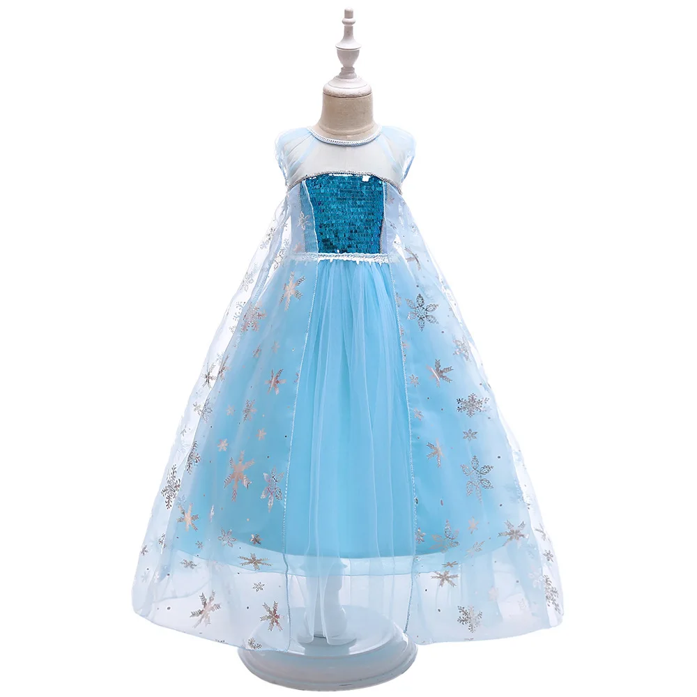 Europe And America New Style Sequin Mantle Mesh Dress Cosplay Ice Princess Dress Costume