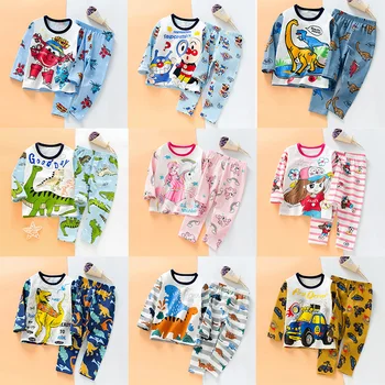 

2020 Spring Underwear Set Children Long Sleeve T-Shirts+ Pants Kids Boys Cotton Dinosaur Cartoon 3-8 Years Boys Pajamas Clothing