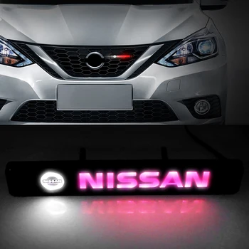 

1pcs Chrome Front Hood Grille LED Light for Nissans Tiida Sylphy Teana Note X-trail 1 2 T31 T32 2015 Serena Almera Qashqai Lamp
