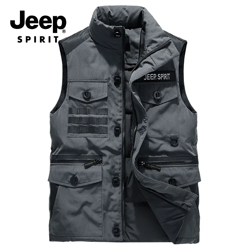 JEEP GEEST Beroemde Merk Winter Down Vest Mannen Mouwloos Donsjack Mannen Effen Kleur Dikke Warme Windjack Vest Mannen