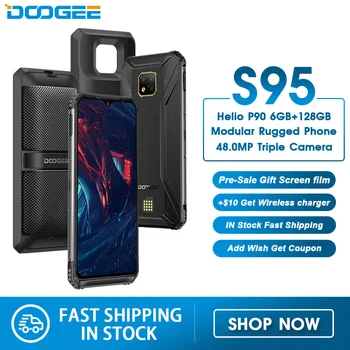

DOOGEE S95 IP68 Modular Rugged Mobile Phone 6.3inch Display Helio P90 Octa Core 6GB 128GB 48MP Triple Camera Android 9.0 5150mAh
