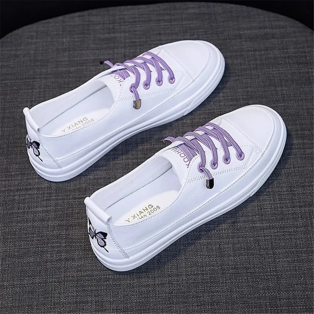 Women White Embroidery Shoes 2021 New Arrival Fashion Casual Platform Flats Breathable Comfort Skateboarding Vulcanized Sneakers | Обувь