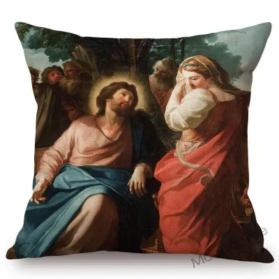 T362-16 Библейская история картина маслом Иисуса Христова Девы Марии ангелы христианский домашний декор диван пледы льняная наволочка - Цвет: T362-16