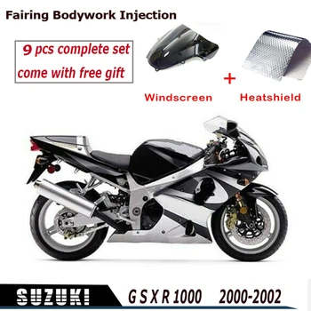 

for Suzuki GSXR 1000 Motorcycle Injection Black Silver Complete Bodywork Fairing Kit 2000-2002 G-SXR GS-XR 1000 2001