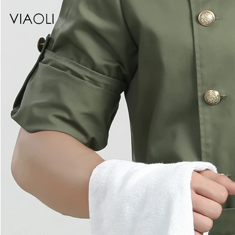 Viaoli High Quality Chef Uniforms Clothing Short Sleeve Men Food Services Cooking Clothes  Size Uniform Jackets Overalls Hotel