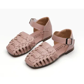 

Girs Sandals 2020 Summer New Children Weaving Semi-Closed-toe Soft Bottom Shoes Fashion Kids Rome Casual Sandals