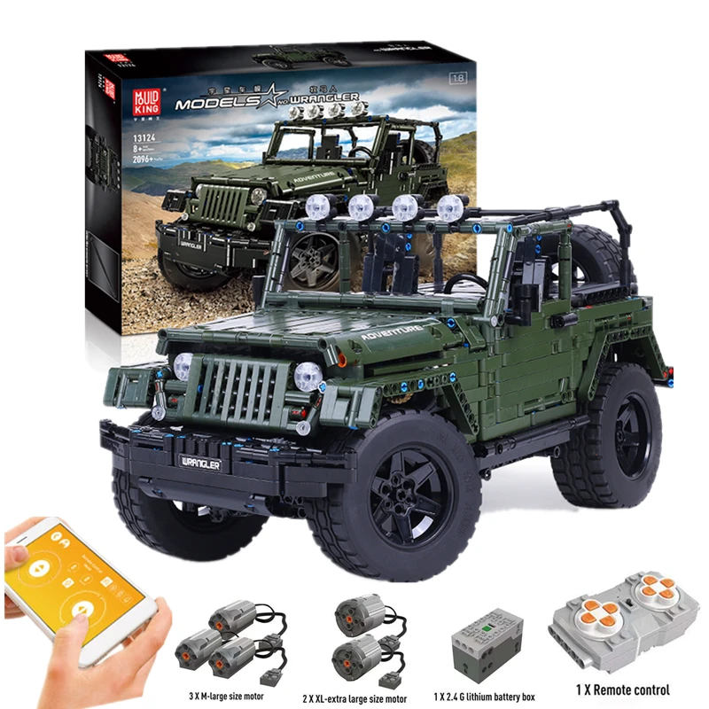 Новая форма King 13124 APP RC Technic Jeeps Wrangler Rubicon совместимый lepinbricks 20090 MOC строительные