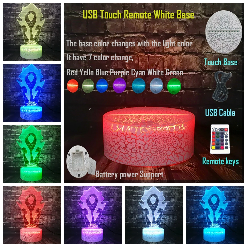 Controller 7 Color Светодиодный светильник Lava World of Warcraft с логотипом wow, фигурка Короля-лича Sylvanas Windrunner, декор для комнаты, ночник для мальчиков - Испускаемый цвет: Controller 7 Color
