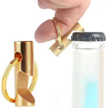 

New Brass Pocket Keychain Beer Bottle Can Opener Outdoor Party Bar Key Ring Tool