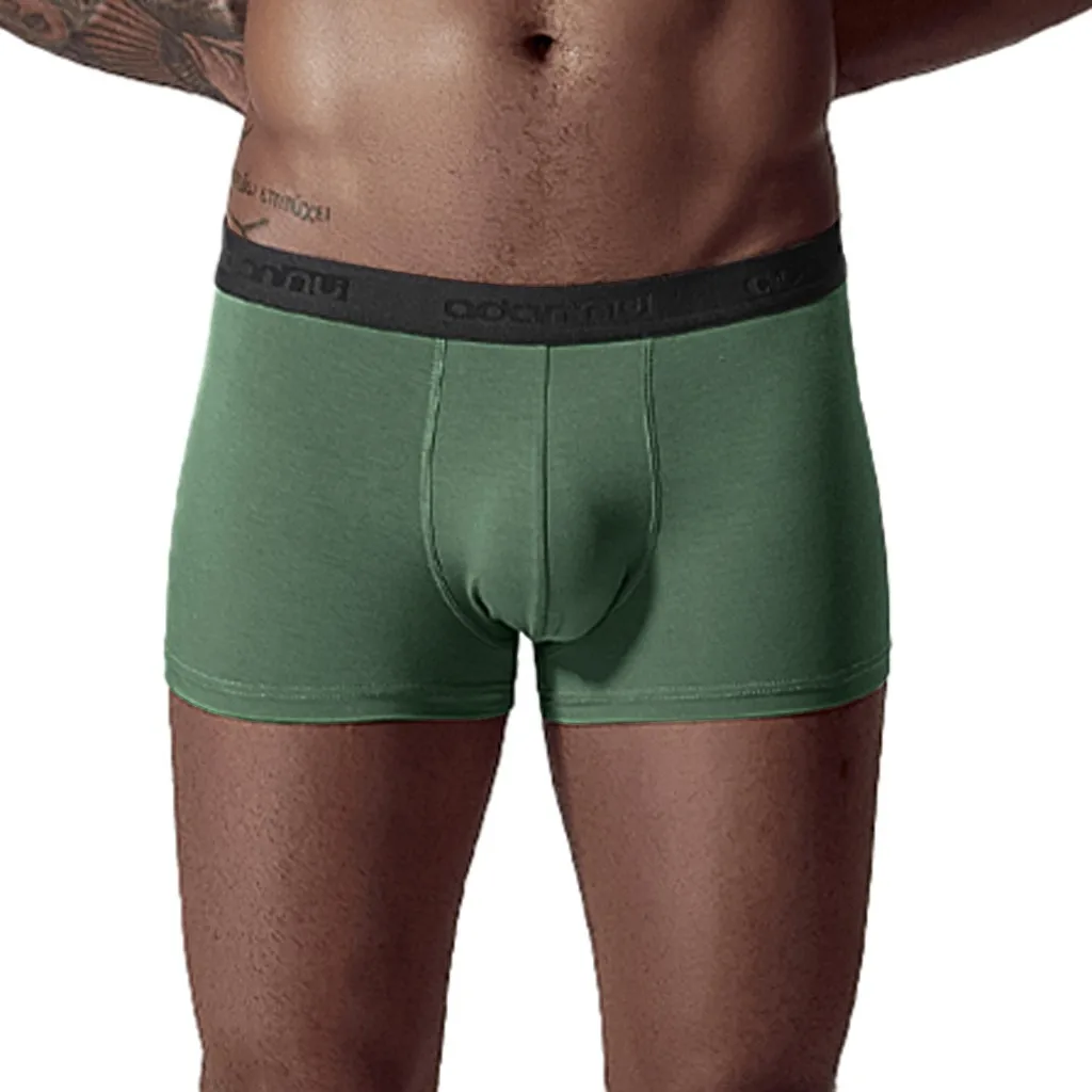 Male Underwear Elastic Wide Belt Men Underpant Solid Cotton Panties Model Boxer Sexy Plus Size Boxer#4
