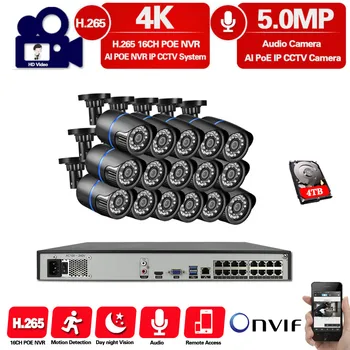 

Home Ip Cctv Camera Security System Kit 4k 16ch NVR Outdoor Waterproof Video Surveillance Cameras 5mp Poe Monitoring Camera Set